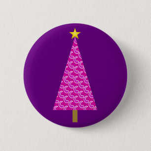 Macaron Rond 5 Cm Paisley violet arbre de Noël moderne