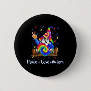 Macaron Rond 5 Cm Paix Amour Autisme Gnome Autisme Tie Dye Autisme A
