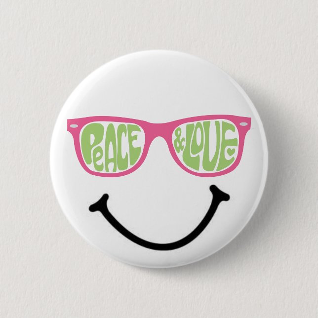 Macaron Rond 5 Cm Paix & Amour & Bonheur (Devant)