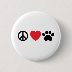 Macaron Rond 5 Cm Paix, Amour, Bouton Paw