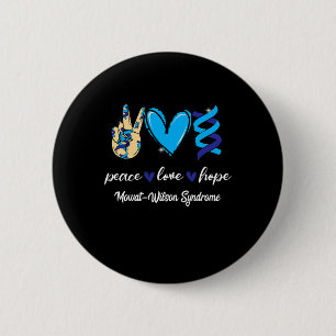 Macaron Rond 5 Cm Paix Amour Cure Syndrome de Mowat-Wilson Ruban Ble