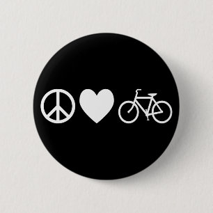 Macaron Rond 5 Cm Paix Amour et Bicyclettes