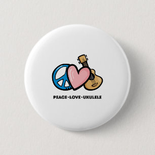 Macaron Rond 5 Cm Paix, amour, Ukulele