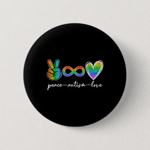 Macaron Rond 5 Cm Paix Autisme Aimer Infinité Symbole Sensibilisatio
