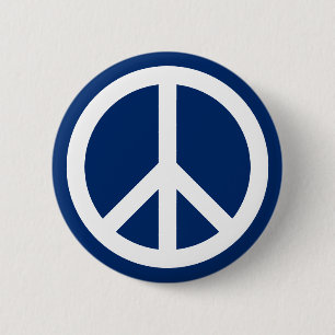 Macaron Rond 5 Cm Paix Bleu & Blanc