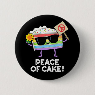 Macaron Rond 5 Cm Paix Du Gâteau Amusant Pun De Nourriture Dark BG