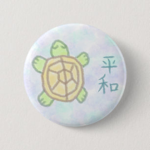 Macaron Rond 5 Cm Paix en japonais avec tortue