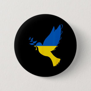Macaron Rond 5 Cm Paix en Ukraine Colombe. Soutenez l'Ukraine. Souti