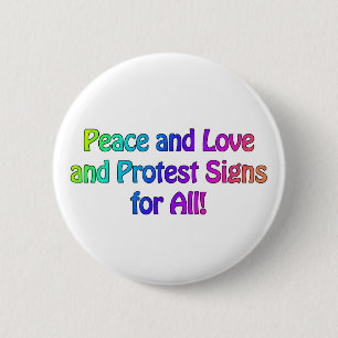 Macaron Rond 5 Cm Paix et Amour et signes de protestation pour tous