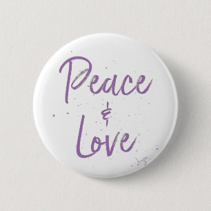 Macaron Rond 5 Cm PAIX et amour-violet