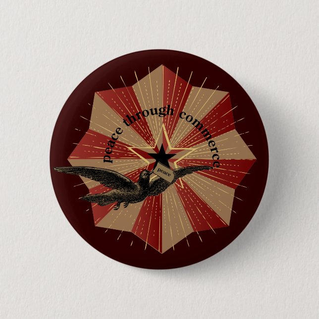 Macaron Rond 5 Cm Paix par le bouton de commerce (Devant)