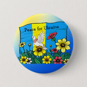Macaron Rond 5 Cm Paix pour l'Ukraine   Drapeau ukrainien