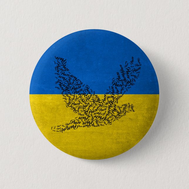 Macaron Rond 5 Cm Paix pour l'Ukraine. Je suis avec l'Ukraine ! ! !  (Devant)