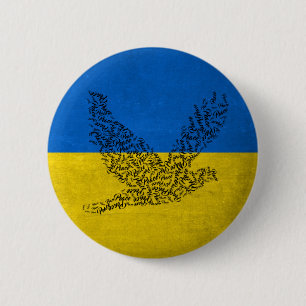 Macaron Rond 5 Cm Paix pour l'Ukraine. Je suis avec l'Ukraine ! ! ! 