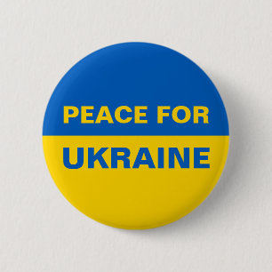 Macaron Rond 5 Cm Paix pour l'Ukraine Pavillon ukrainien