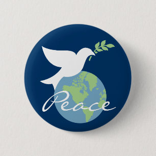 Macaron Rond 5 Cm Paix sur le bouton de la terre