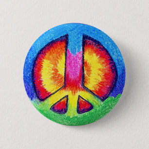 Macaron Rond 5 Cm Paix Tie~Dye