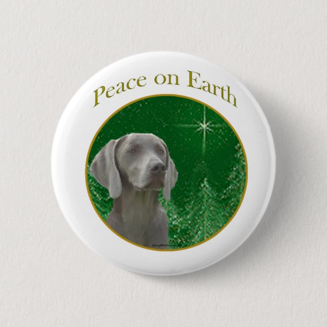 Macaron Rond 5 Cm Paix Weimeraner sur Terre - Bouton (Devant)