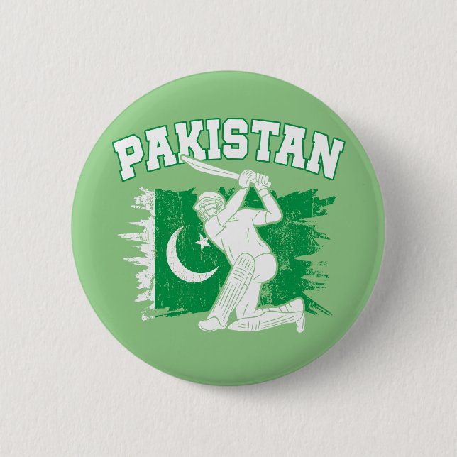 Macaron Rond 5 Cm Pakistan Cricket Star, Pakistan Cricket Cadeau (Devant)