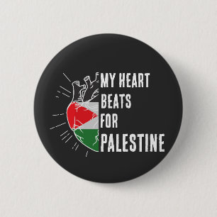 Macaron Rond 5 Cm Palestine Drapeau Coeur humain