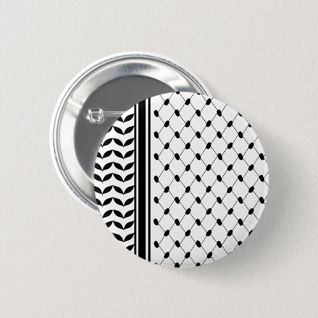 Macaron Rond 5 Cm Palestine Keffiyeh Motif Scarf (Devant & derrière)