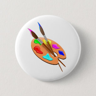 Macaron Rond 5 Cm Palette et pinceaux d'artiste