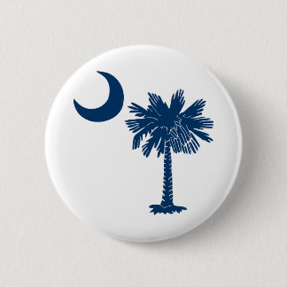 Macaron Rond 5 Cm Palmetto bleu sur le bouton blanc