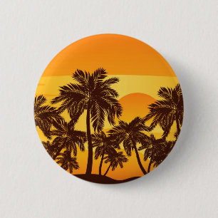 Macaron Rond 5 Cm Palmier au coucher du soleil