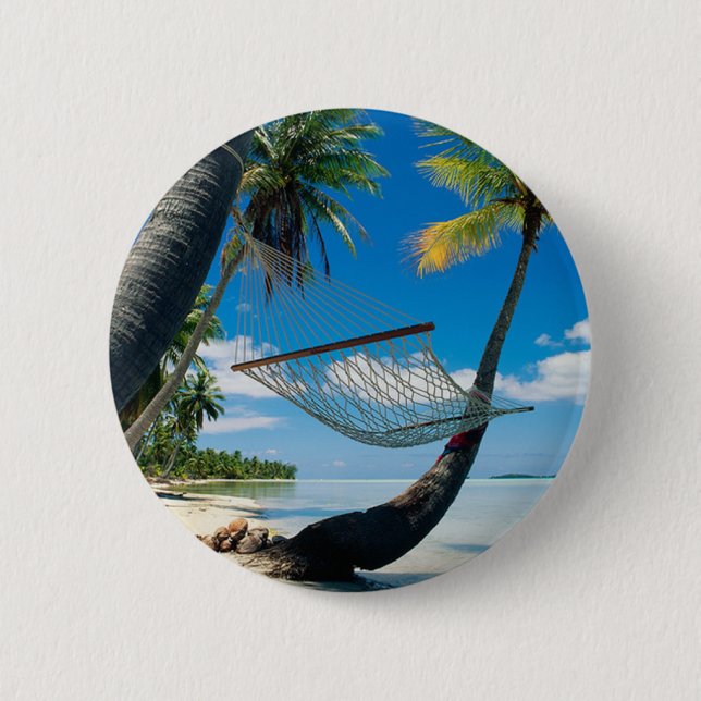 Macaron Rond 5 Cm Palmiers avec bouton arrière du hamac (Devant)