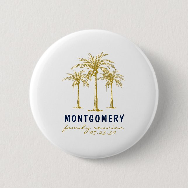 Macaron Rond 5 Cm Palmiers d'or Tropical Retrouvailles familiales pe (Devant)