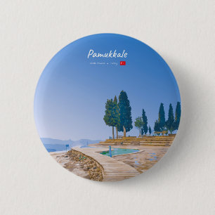 Macaron Rond 5 Cm Pamukkale, Turquie - Piscines thermales