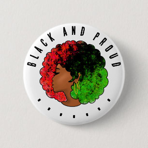 Macaron Rond 5 Cm Pan Africaine noire femme rouge vert orgueil afro