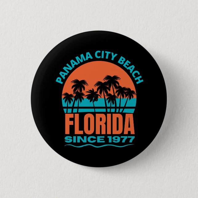 Macaron Rond 5 Cm Panama City Beach Floride (Devant)