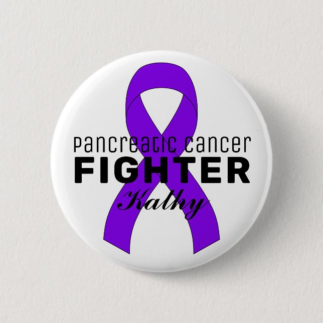 Macaron Rond 5 Cm Pancreatic Cancer Ribbon White Button (Devant)