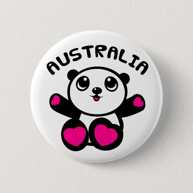 Macaron Rond 5 Cm Panda Australie (Devant)
