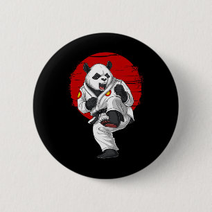 Macaron Rond 5 Cm Panda Bear Karaté Kickboxing Muay Thai Art Martial