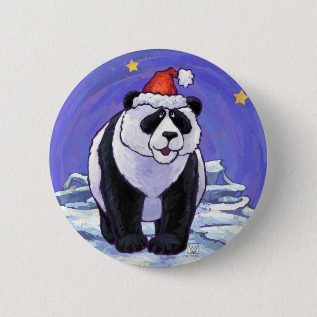 Macaron Rond 5 Cm Panda Bear Noël (Devant)