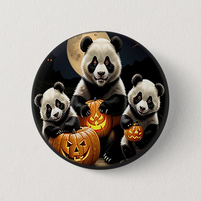 Macaron Rond 5 Cm Panda Bears (Devant)