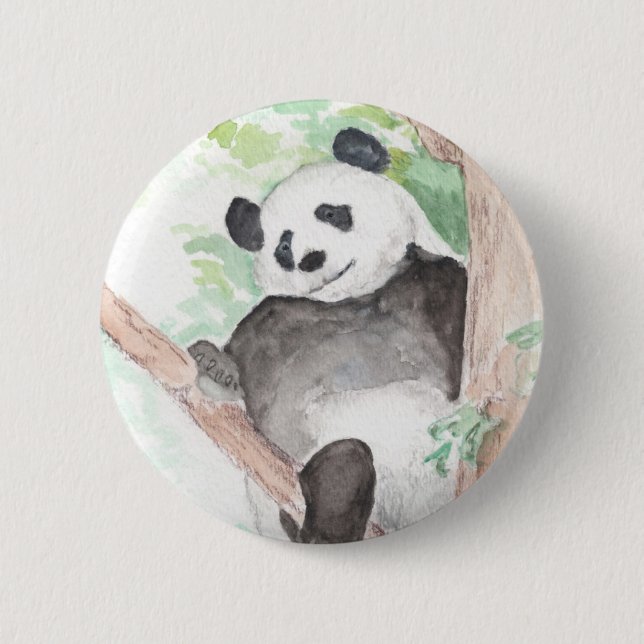 Macaron Rond 5 Cm Panda, bouton de conception Hangout (Devant)