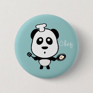 Macaron Rond 5 Cm Panda chef Bouton