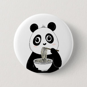 Macaron Rond 5 Cm Panda Cute Manger Des nouilles Udon