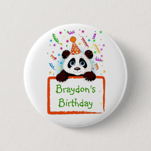 Macaron Rond 5 Cm Panda d'anniversaire