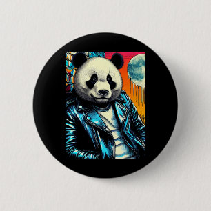 Macaron Rond 5 Cm Panda Dans L'Autocollant City 2