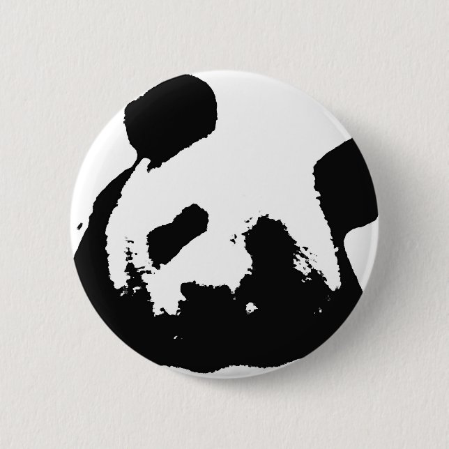 Macaron Rond 5 Cm Panda d'art noir blanc (Devant)