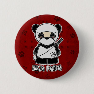 Macaron Rond 5 Cm Panda de Ninja ! Dans le bouton rouge