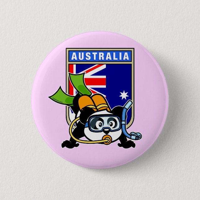 Macaron Rond 5 Cm Panda de plongée australienne (Devant)