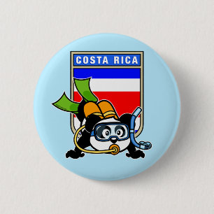 Macaron Rond 5 Cm Panda de plongée sous-marine du Costa Rica