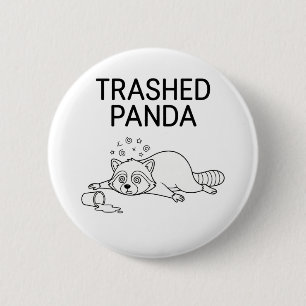 Macaron Rond 5 Cm Panda Défoncé Raton Laveur Drôle Ivre