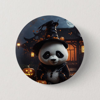 Macaron Rond 5 Cm Panda d'Halloween