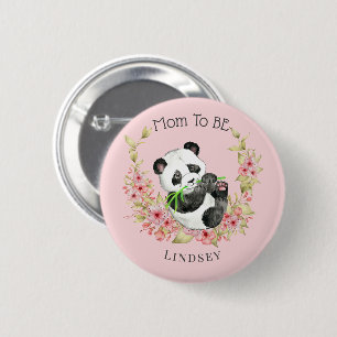 Macaron Rond 5 Cm Panda florale mignonne Maman pour être Baby shower